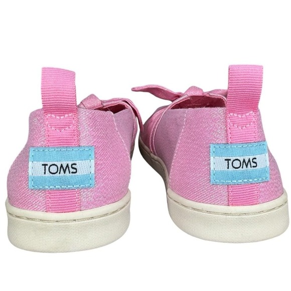 TOMS Alpargata Bow Slip-On Pink Sparkle Youth Shoes size 5 - Picture 9 of 11